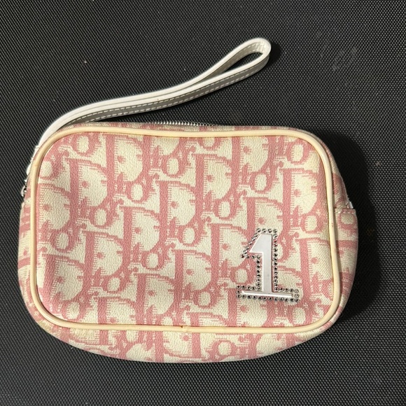 Dior Pink and Cream Monogram Wristlet - Picture 1 of 7